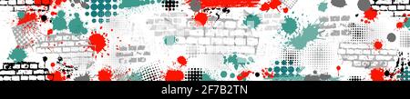 Horizontal background from blots. Long vintage background . Vector illustration Stock Vector