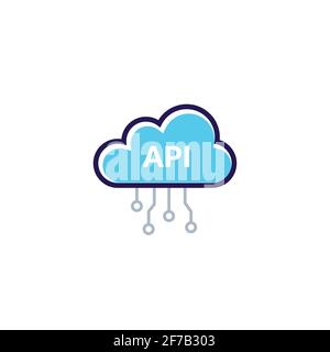 Api cloud integration icon data process. Flat vector web api cloud system pictogram Stock Vector