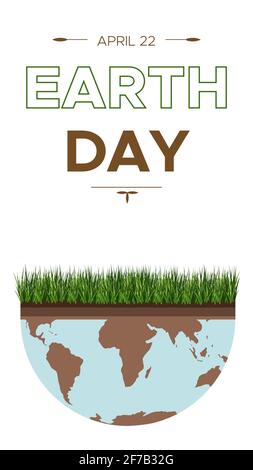 Happy Earth day - vertical vector flat eco illustration of an environmental concept to save the world. Concept vision on the theme of saving the plane Stock Vector