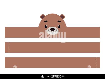 Printable otter paper crown. Party headband die cut template for birthday, christmas, baby shower. Fun accessory for entertainment. Print, cut and glu Stock Vector