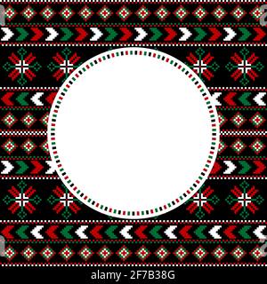 Ethnic motifs pattern with round frame for your text Stock Vector