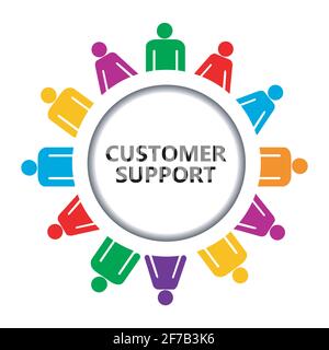 Customer support icon with group of people on white background Stock Vector