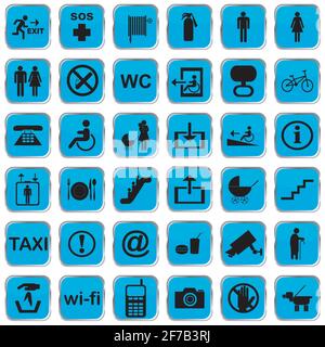 International service sign in blue buttons Stock Vector