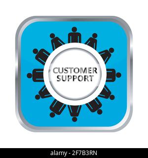 Customer support button on white background Stock Vector