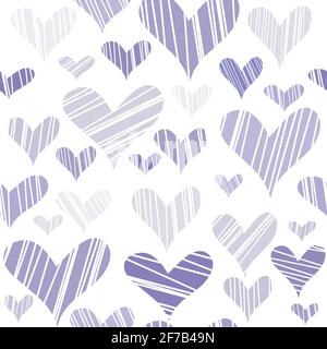 Hatched mauve hearts seamless background Stock Vector