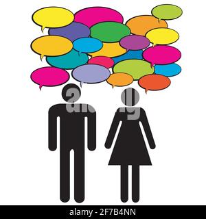 Communications between woman and man Stock Vector