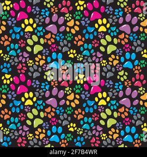 Colorful background with colored paws Stock Vector