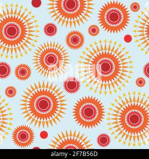 Geometric seamless pattern with stylized sun sign Stock Vector