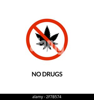 No drugs prohibited icon. Canabis forbidden cigarette narcotic sign Stock Vector