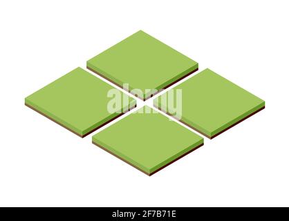 Isometric grass land texture icon. Field landscape garden green vector Stock Vector