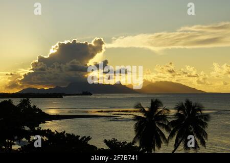 View from Mahina, Tahiti to Moorea Stock Photo