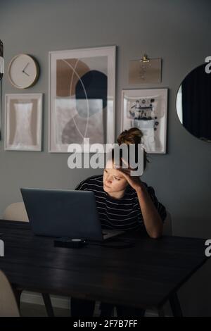 Woman working on laptop Stock Photo