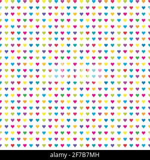 Colorful seamless pattern with simple hearts on white background Stock Vector