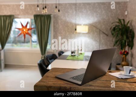 Laptop on table Stock Photo