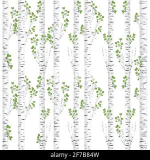 Birch trunks background in the summer Stock Vector