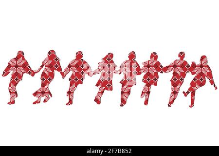 Ethnic decoration patterned dancers Stock Vector