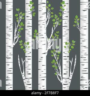 Birch trunks in night Stock Vector