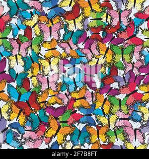 Colorful seamless background with butterflies Stock Vector