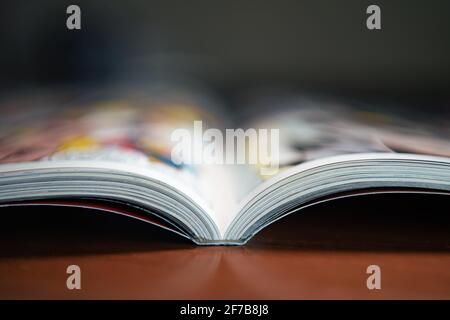 Comic book on table background Stock Photo