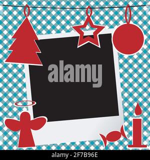 Christmas template with photo frame Stock Vector