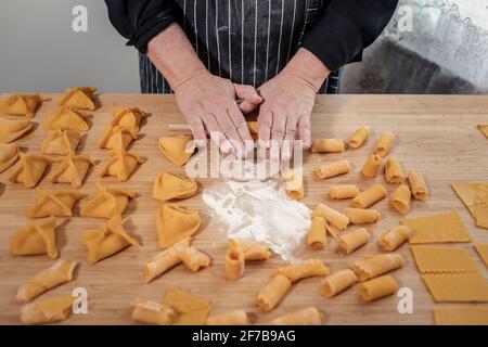 Woman preparing gnocchi Stock Photo