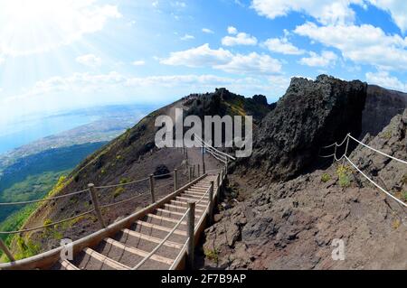 Hiking trail on Vesuvius volcano. Campania region, Italy Stock Photo