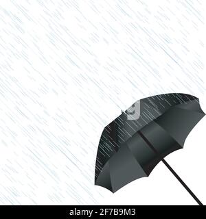 Black umbrella in the rain Stock Vector