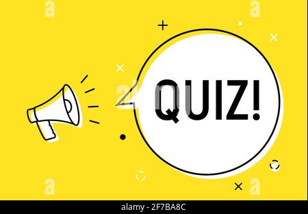 Quiz alert loudspeaker pop vector icon. Answer quiz question game marketing background Stock Vector
