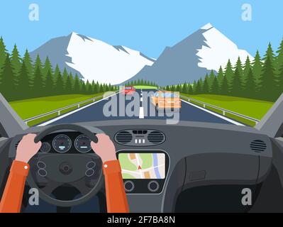 Vehicle salon, inside car driver Stock Vector