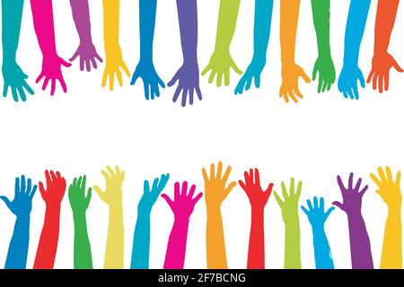 Color hands silhouettes Stock Vector