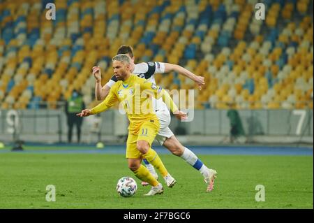KYIV, UKRAINE - MARCH 28, 2021: 11 midfielder Marlos. The football match of Qualifying round Group D of World Cup 2022 Ukraine vs Finland Stock Photo