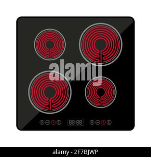 Induction stove cooker electric hob heater. Cooctop ceramic electric induction stove spiral top view Stock Vector