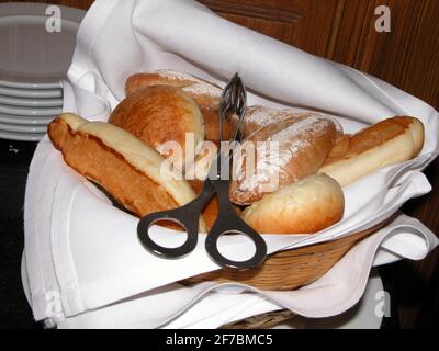 bread roll and bread in a basket, Austria Stock Photo