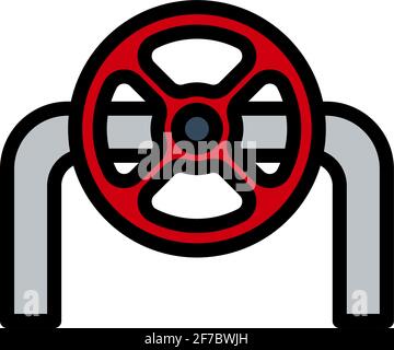 Icon Of Pipe With Valve. Editable Bold Outline With Color Fill Design. Vector Illustration. Stock Vector