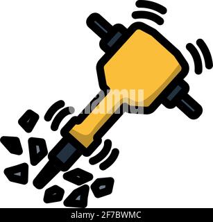 Icon Of Construction Jackhammer. Editable Bold Outline With Color Fill Design. Vector Illustration. Stock Vector