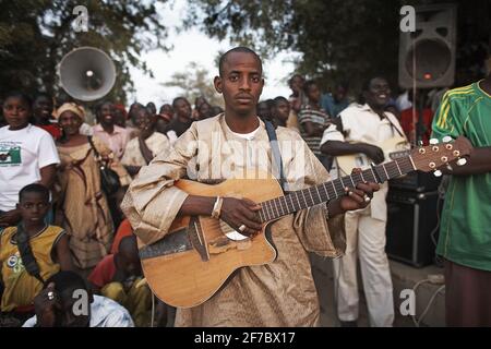 Outdoor concert in Niafunke ,Mali, West Africa. Stock Photo