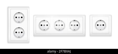 Power socket outlet wall plug icon. Electric round eu power socket illustration Stock Vector