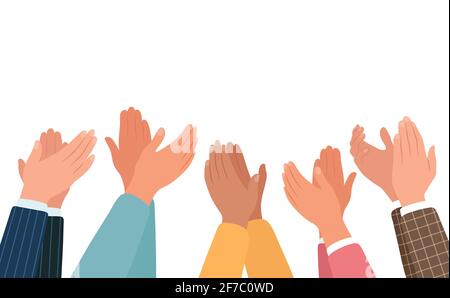 Clapping hands, different people applaud. Vector illustration in flat style Stock Vector