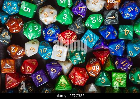 Top view image of colorful RPG dice Stock Photo