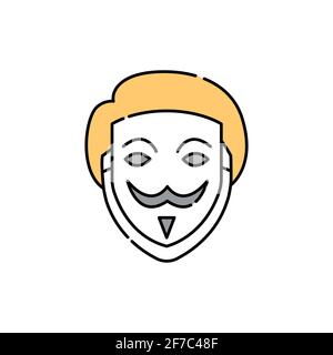 Fake face olor line icon. ID and verifying person. Pictogram for web page, mobile app, promo. UI UX GUI design element. Editable stroke. Stock Vector