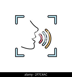 Voice recognition olor line icon. Pictogram for web page, mobile app, promo. UI UX GUI design element. Editable stroke. Stock Vector