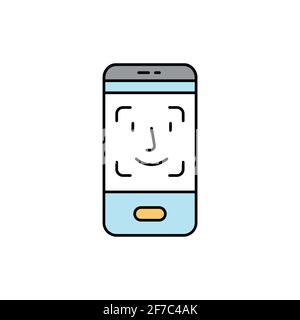Fingerprint scan in smartphone olor line icon. ID and verifying person. Pictogram for web page, mobile app, promo. UI UX GUI design element. Editable Stock Vector