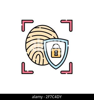Fingerprint scan olor line icon. ID and verifying person. Pictogram for web page, mobile app, promo. UI UX GUI design element. Editable stroke. Stock Vector