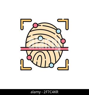 Fingerprint scan olor line icon. ID and verifying person. Pictogram for web page, mobile app, promo. UI UX GUI design element. Editable stroke. Stock Vector