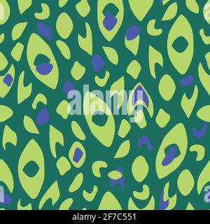 Seamless vector pattern texture on green background. Simple abstract animal fur wallpaper design. Artistic fashion textile. Stock Vector