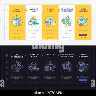 Self-development tips onboarding vector template Stock Vector