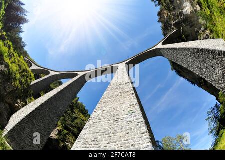 Landwasser viaduct in Filisur - canton Graubunden, Switzerland. Stock Photo