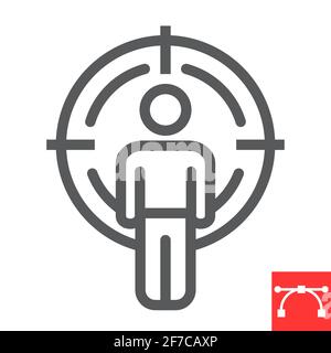 Headhunting line icon, man under crosshair and sniper, target candidate vector icon, vector graphics, editable stroke outline sign, eps 10. Stock Vector