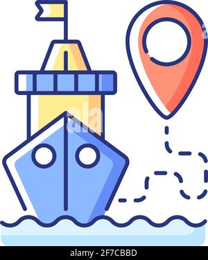 Ship tracking RGB color icon Stock Vector