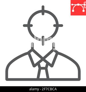 Target candidate line icon, manager and head hunting, headhunting vector icon, vector graphics, editable stroke outline sign, eps 10. Stock Vector